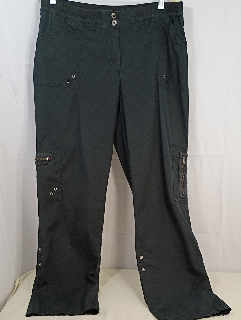 Chico's Black Wide-Leg Cargo Pants with Zip Details